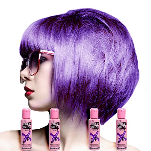 Crazy Colour Semi Permanent Hair Dye By Renbow Hot Purple No.62 (100ml) Box of 4