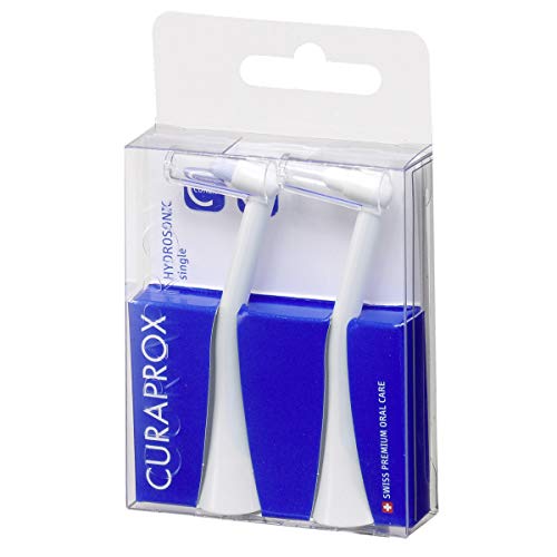 Curaprox Hydrosonic Single - Cabezales para cepillo de dientes (2 unidades, óptimos para limpiar nichos entre dientes, horquillas, dientes mal posicionados)