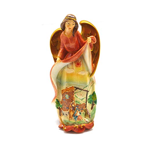 DELL'ARTE Artículos religiosos – Ángel con Natividad acabado porcelánico 15 cm