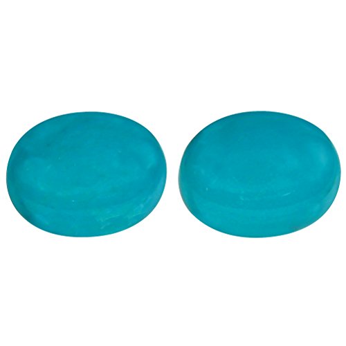 Deluxe Gems Par de piedras preciosas sueltas ovaladas de corte cabujón (9 x 7 mm), color azul verdoso turquesa natural