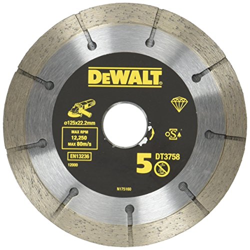 Dewalt DT3758-QZ DT3758-QZ-Disco de Diamante de Alto Rendimiento para mortero 125x22.2mm-Diseño de Doble Disco, 0 W, 0 V