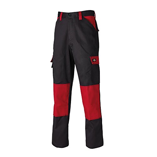 Dickies - Pantalones de Trabajo Resistente Estilo Cargo para Hombre (107 - L) (Rojo/Negro)