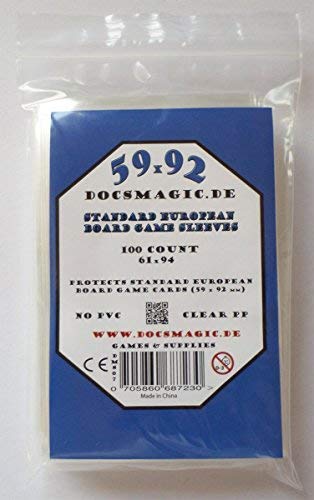 docsmagic.de 100 Standard European Board Game Sleeves - 61 x 94 - EU - 59 x 92
