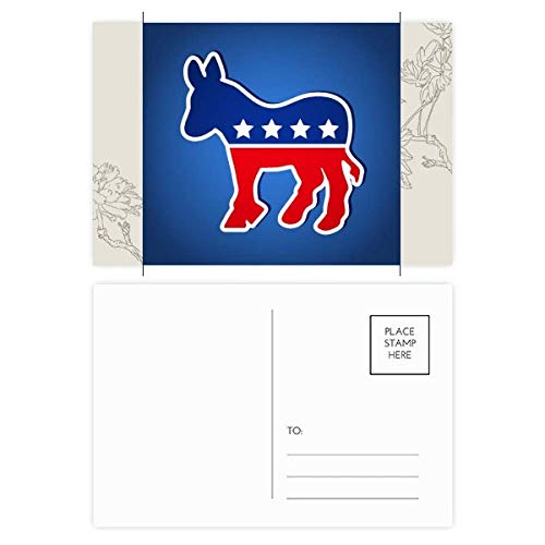 Emblema de Burro de América Demócrata de flores postales Set de tarjetas de agradecimiento lateral 20 piezas