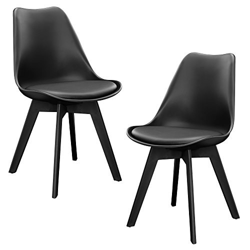 [en.casa] Set de 2 sillas de Comedor (Negro) Set para Comedor/salón/Juego de sillas para Cocina