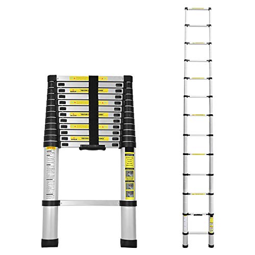 Escalera telescópica de aluminio 3,8M escalera plegable escalera multifunción fácil de transportar capacidad máxima de carga 150 kg