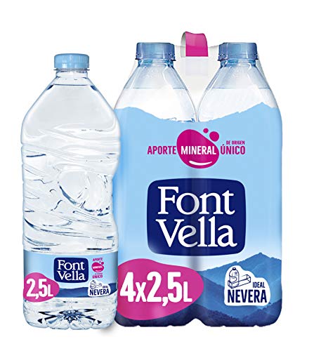 Font Vella Agua Mineral Natural, Tamaño Nevera, 4 x 2.5L
