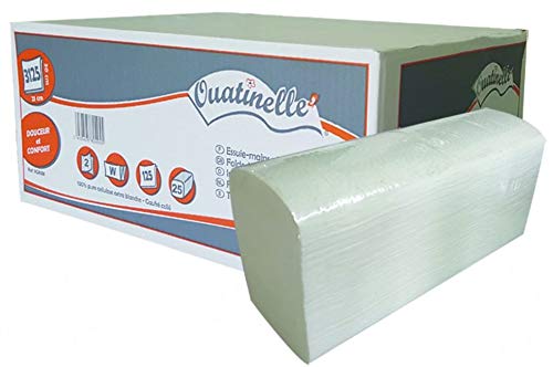 GLOBAL Higiene - Paño de manos enredadas de papel plegado en W – 3125 hojas – 30 x 21 cm – 25 recambios de 125 formatos