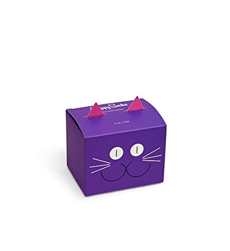 Happy Socks - Calcetines de algodón multicolor prémium en caja de regalo para hombres y mujeres, caja de regalo con diseño de gato (talla: 41 – 46)