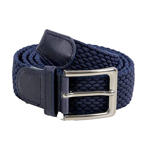 HW 1 cinturón elástico azul marino, longitud total de 105 cm y 3,5 cm de ancho, elástico trenzado y elástico.