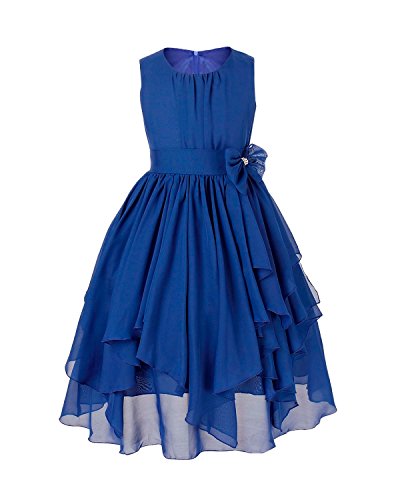 IEFIEL Vestido de Fiesta Princesa Gasa Bautizo Boda para Niña Vestido Casual de Ceremonia (4-14 Años) Azul Oscuro 12 años