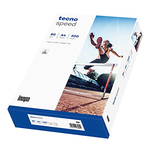 inapa Tecno Speed - Papel para impresora y fotocopiadora (80 g/m², A4, 500 hojas), color blanco