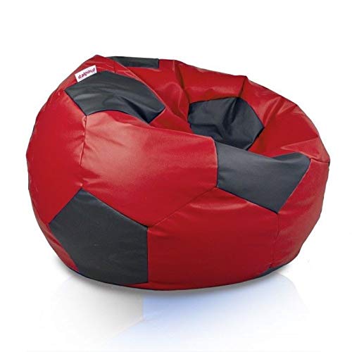 Italpouf Puf Balón de fútbol para niños - Puf de piel sintética - Puf para aficionados - Puff - Balón de fútbol (40 x 60 cm de diámetro, Milan)