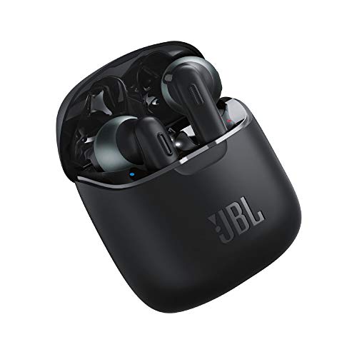 JBL Tune 220 - Auriculares inalámbricos con Bluetooth y JBL Pure Bass Sound, 20 h de música continua y estuche de carga inteligente, negro