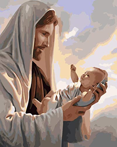 Jesús y el hijo DIY Pintura al óleo por números Kits Lienzo Regalo para adultos Cumpleaños Boda nuevo alojamiento o decoraciones