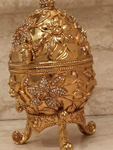 Joyero de oro de 24 quilates Faberge para coleccionistas, granada, pomagrante GOODLuck, diamantes de Swsarovski, hechos a mano, cajas de regalo para parejas para decoración del hogar nueva para casa