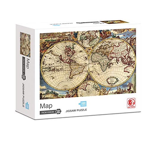 KING JUGUETES Puzzle Mapa Antiguo Mapamundi, puzle de 1000 Piezas, Ancient World Map Jigsaw, Juego Educativo y Creativo, Rompecabezas para niños y Adultos a Partir de 14 años