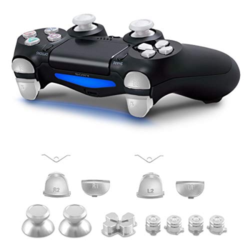 kwmobile Botones de repuesto compatible con Playstation Controlador de PS 4 (1. Gen) - Botones de aluminio en plata
