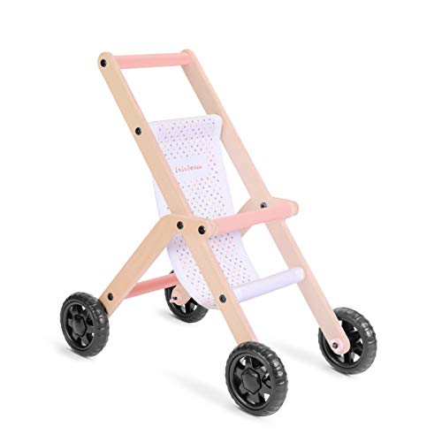Lalaloom BUBBLE BUGGY - Andador para bebe de madera natural y tela (correpasillos, carrito con ruedas, juguete multifuncional, caminador para niños), 48x30x54 cm