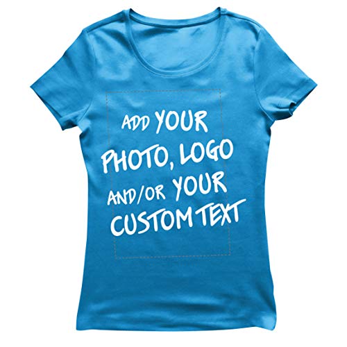 lepni.me Camiseta Mujer Regalo Personalizado, Agregar Logotipo de la Compañía, Diseño Propio o Foto (X-Large Azul Multicolor)