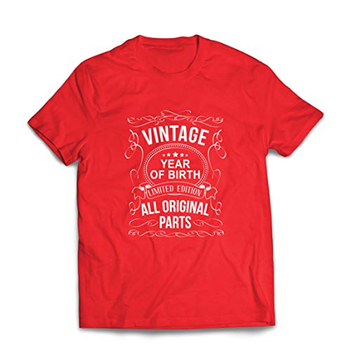 lepni.me Camisetas Hombre Año Personalizado Todas Las Piezas Originales Regalo de cumpleaños Vintage (Small Rojo Multicolor)