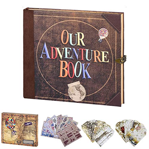 LINKEDWIN Nuestro libro de aventuras, diario de viaje, diario vintage, álbum de fotos Retro UP Scrapbook, regalos de boda y aniversario (Up House)