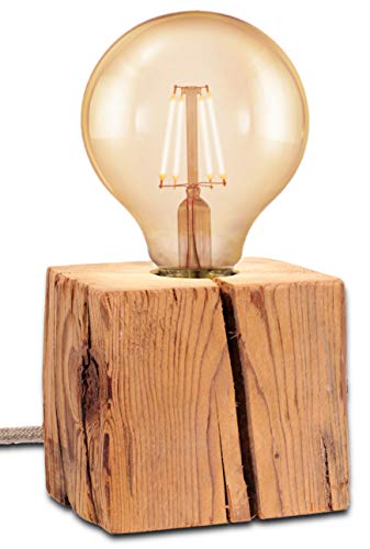 MAYLO OG Lámpara de mesa de madera maciza, incluye bombilla LED