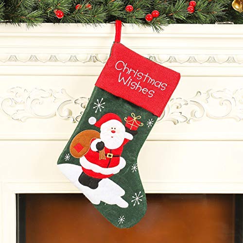 Medias de Navidad, Lypumso Calcetines de Papá Noel, Calcetines Colgantes, Decoración del árbol de Navidad, Calcetines de Regalo de Caramelo, Bordado Hecho a Mano no Tejido