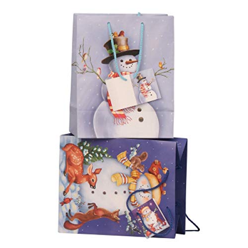 Mel-O-Design - Bolsa de regalo con muñeco de nieve, 18 x 10,2 x 23 cm, lote de 2