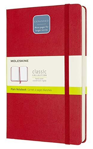 Moleskine - Cuaderno Clásico con Hojas en Blanco, Tapa Dura y Cierre con Goma Elástica, Tamaño Grande 13 x 21 cm, Color Rojo Escarlata, 400 Páginas