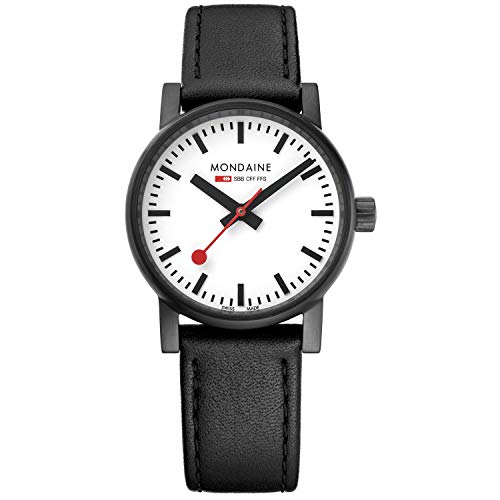 Mondaine Evo2 - Reloj de Cuero Negro para Mujer, MSE.30111.LB, 30 MM