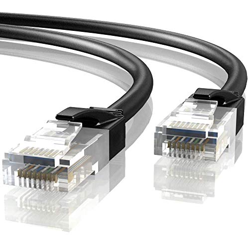 Mr. Tronic 20m Cable de Red Ethernet Latiguillo | CAT6, AWG24, CCA, UTP, RJ45 (20 Metros, Negro)