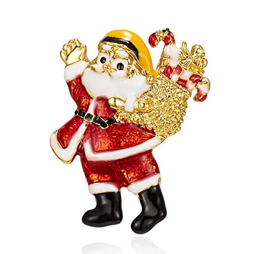 Mujeres Vintage oro cristal Ángel broche de Metal delicado árbol de Navidad corona campanas Papá Noel broches joyería de fiesta regalo-5