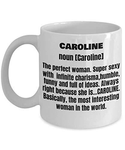 N\A Caroline First Name Adult Definition - Divertida Taza de café de Porcelana Blanca Taza de cerámica Linda