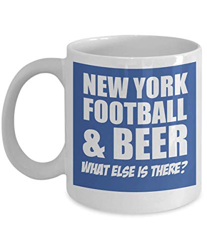 N\A Taza de café Personalizada para Amantes de la Cerveza, fútbol de Nueva York y Cerveza, ¿qué más Hay? - Taza de café de Porcelana Blanca