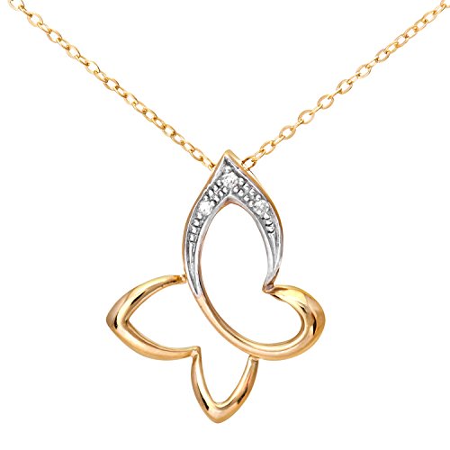 Naava Collar para Mujer de Oro Amarillo 9K con 3 Diamantes 46 cm