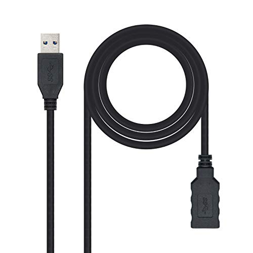NANOCABLE 10.01.0901-BK - Cable USB 3.0 prolongador, Tipo A/M-A/H, Macho-Hembra, Negro, 1mts