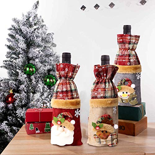 Navidad Funda para Botella de Vino Papá Noel Elk Santa Muñeco De Nieve patrón Cubierta de la Botella de Vino de Regalo Bolsas para Decoración Hogar de la Mesa de Cena para las Fiestas de Navidad