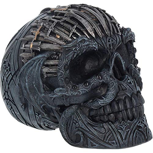 Nemesis Now Sword Skull - Figura de Calavera (Resina, 18,5 cm), Color Negro
