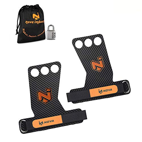 Nova imboxs Calleras para Crossfit - Grips 3H Fibra de Carbono - Guantes para Cross Training Agarre y Protector de Mano - Hombres y Mujeres en Deportes de Fitness Calistenia Halterofilia (M)