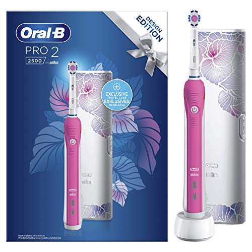 Oral-B Pro 2 – 2500 – Cepillo de dientes eléctrico recargable, 1 mango, 1 cepillo, 1 funda de viaje