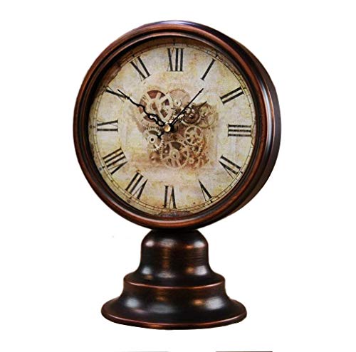 O&YQ Reloj de Sobremesa de Mesa Estilo Europeo Retro Bronce Rojo Antiguo Reloj de Cuarzo de Sala de Estar Y Reloj de Repisa Reloj de Decoración Se Aplica a Las Familias Oficinas Etc.