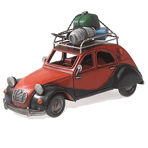 Pamer-Toys Maqueta de coche de chapa – estilo retro antiguo – pato CV2 – negro y rojo