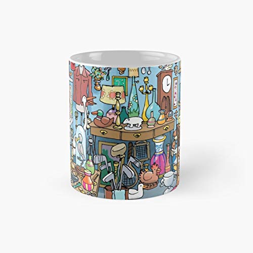 Paris Les Puces - Taza clásica con diseño de mercadillo antiguo de establo | El mejor regalo divertidas tazas de café de 325 ml