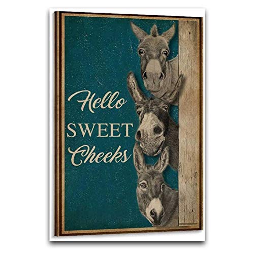 Póster vintage de Hello Sweet Cheeks burro de pintura decorativa de lona para pared, para sala de estar, dormitorio, 60 x 90 cm