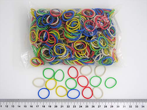 PROGOM – Elásticos – 25 (Ø16) mm x 1,7 mm – Multi colores (blanco, amarillo, verde, rojo, azul) – Bolsa de 100 g