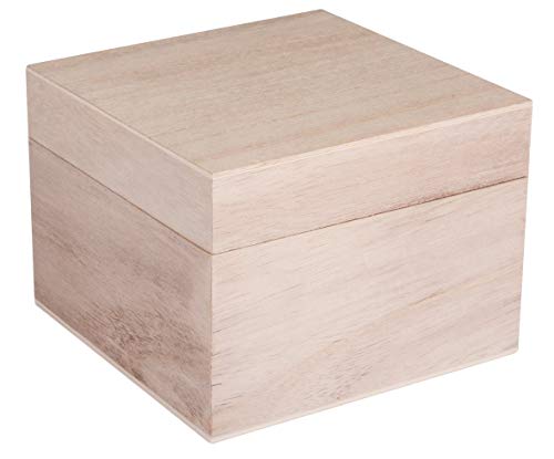 Rayher 62816000 Caja almacenaje de madera, con tapa extraíble, 12 x 12 x 9 cm