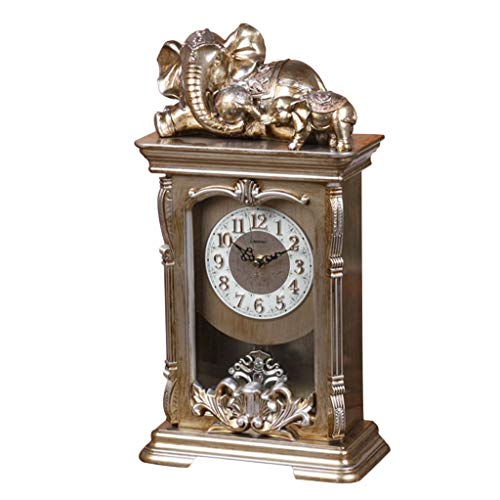 Reloj de Sobremesa Mantel Clocks Estilo Europeo Reloj de Silencio de Resina Reloj de Cabecera Se Aplica a Familias Oficinas Etc, QiXian, Bronce