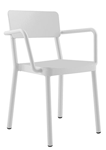 resol grupo Lisboa ignífuga Set de 4 sillas con Brazos de diseño para Interior, Exterior, jardín, Blanco, 60 x 52 x 82 cm, 4 Unidades