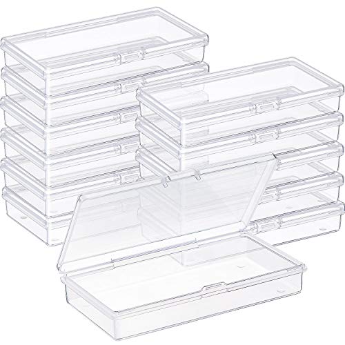 SATINIOR 12 Piezas Contenedor de Abalorios de Plástico Transparente Caja con Tapa de Bisagras para Abalorios y Más (4,8 x 2,45 x 0,9 Pulgadas)
